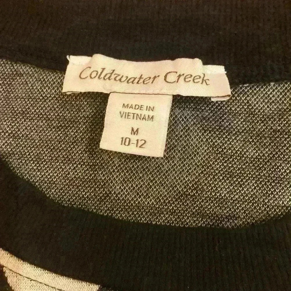 COLDWATER CREEK black white polka dot 3/4 sleeve top  size M EXC CON - Picture 4 of 9